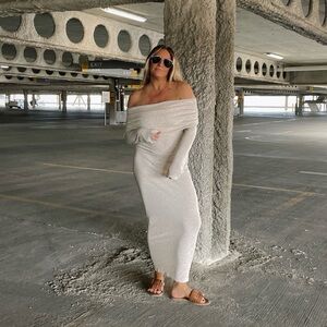 Off the shoulder knit maxi dress